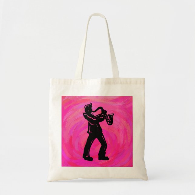 New York Boogie Nights Saxophone Hot Pink Tote Bag (Front)