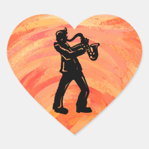 New York Boogie Nights Saxophone Orange Heart Sticker