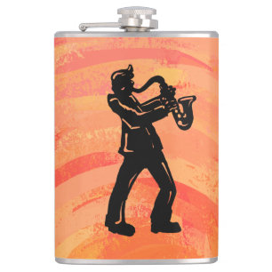 New York Boogie Nights Saxophone Orange Hip Flask
