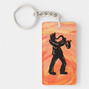 New York Boogie Nights Saxophone Orange Key Ring