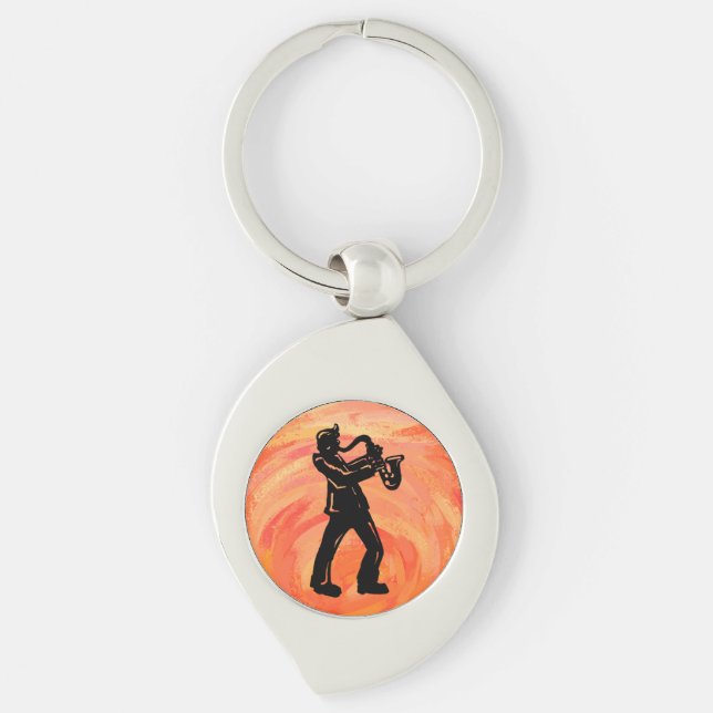 New York Boogie Nights Saxophone Orange Key Ring (Front)
