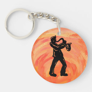 New York Boogie Nights Saxophone Orange Key Ring