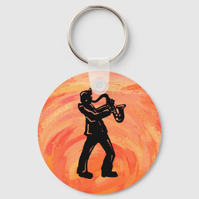 New York Boogie Nights Saxophone Orange Key Ring (Front)