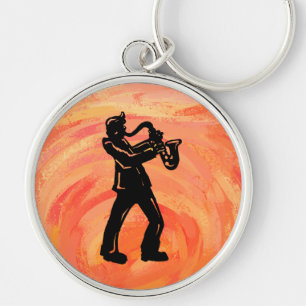New York Boogie Nights Saxophone Orange Key Ring