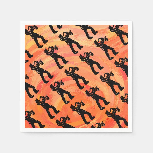 New York Boogie Nights Saxophone Orange Napkin (Front)