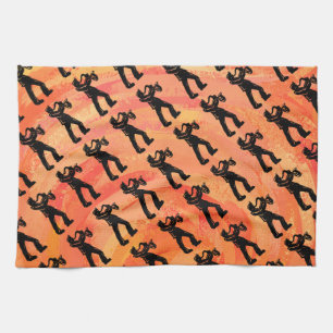 New York Boogie Nights Saxophone Orange Tea Towel