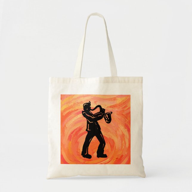 New York Boogie Nights Saxophone Orange Tote Bag (Front)