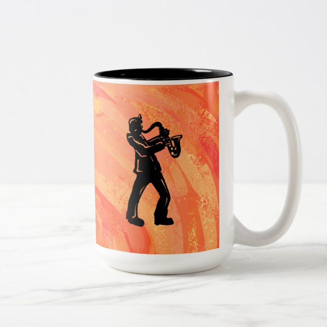 New York Boogie Nights Saxophone Orange Two-Tone Coffee Mug (Right)