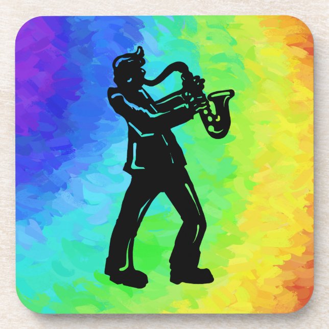 New York Boogie Nights Saxophone Rainbow Coaster (Front)