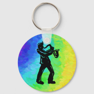 New York Boogie Nights Saxophone Rainbow Key Ring