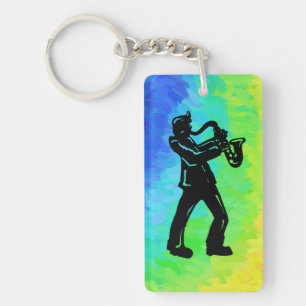 New York Boogie Nights Saxophone Rainbow Key Ring