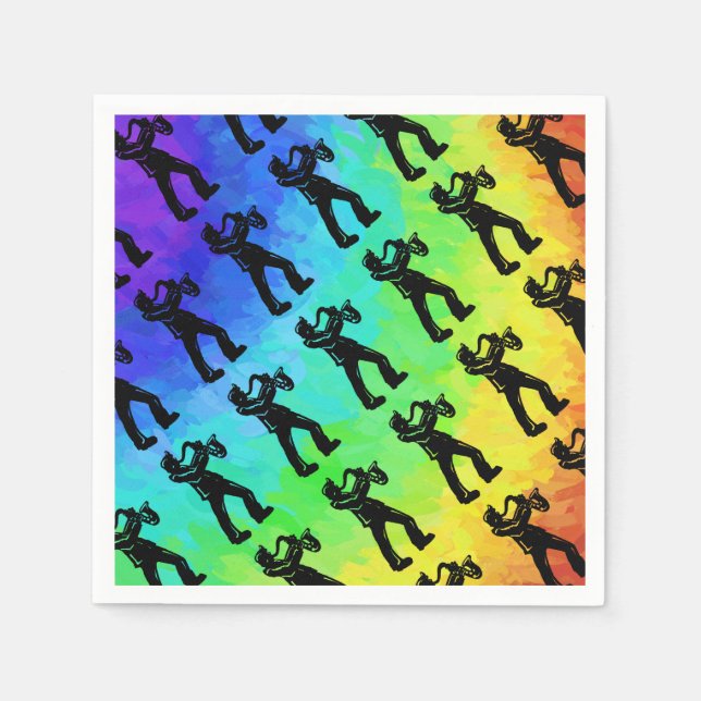 New York Boogie Nights Saxophone Rainbow Napkin (Front)