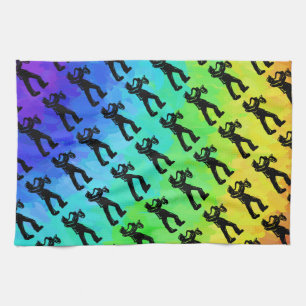 New York Boogie Nights Saxophone Rainbow Tea Towel