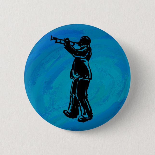 New York Boogie Nights Trumpet Blue 6 Cm Round Badge (Front)