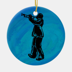 New York Boogie Nights Trumpet Blue Ceramic Tree Decoration
