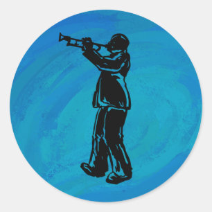 New York Boogie Nights Trumpet Blue Classic Round Sticker