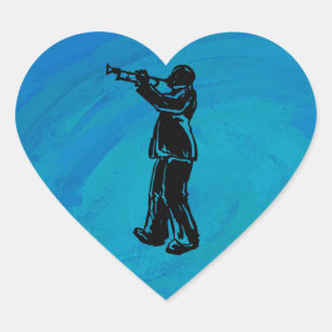 New York Boogie Nights Trumpet Blue Heart Sticker