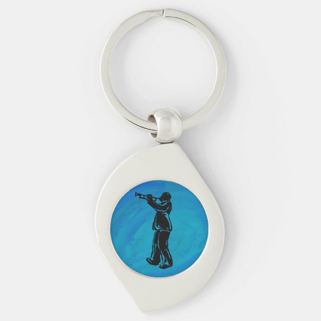 New York Boogie Nights Trumpet Blue Key Ring (Front)
