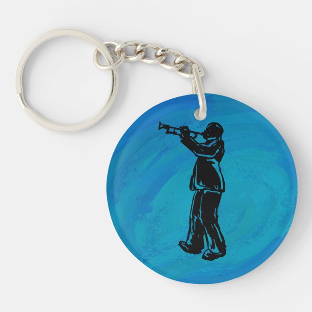 New York Boogie Nights Trumpet Blue Key Ring (Front)