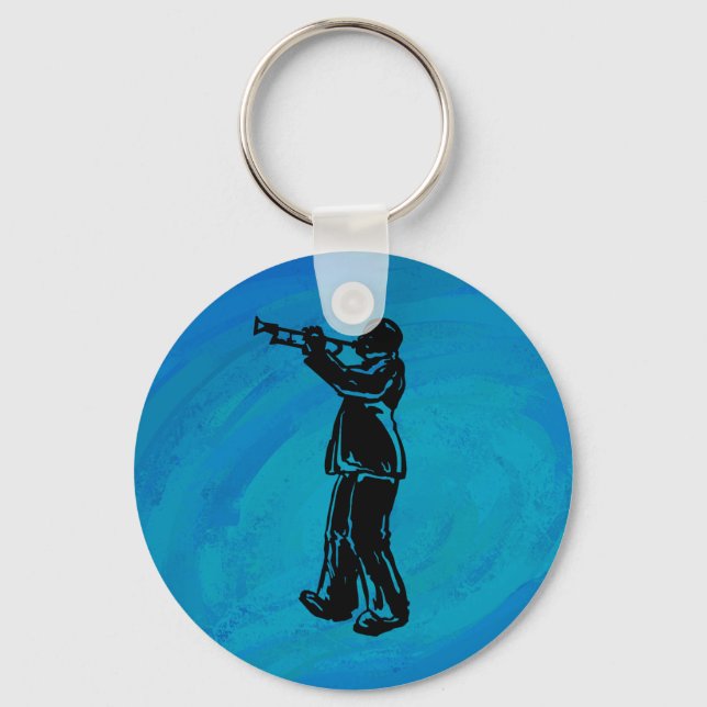 New York Boogie Nights Trumpet Blue Key Ring (Front)