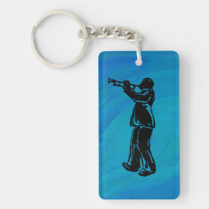 New York Boogie Nights Trumpet Blue Key Ring