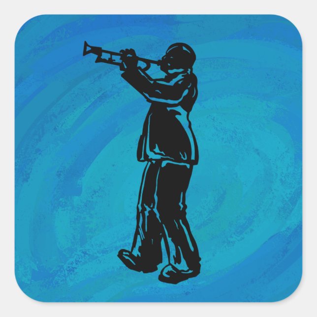 New York Boogie Nights Trumpet Blue Square Sticker (Front)