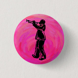 New York Boogie Nights Trumpet Hot pink 3 Cm Round Badge