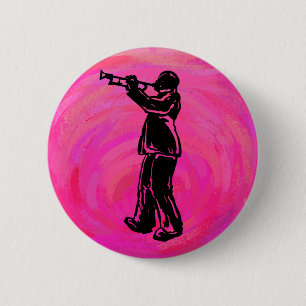 New York Boogie Nights Trumpet Hot pink 6 Cm Round Badge