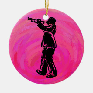 New York Boogie Nights Trumpet Hot pink Ceramic Tree Decoration