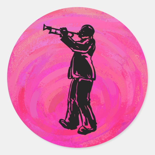 New York Boogie Nights Trumpet Hot pink Classic Round Sticker (Front)