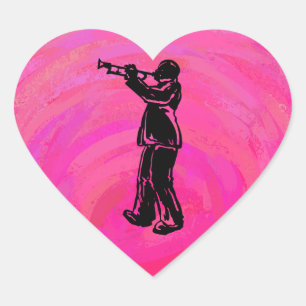 New York Boogie Nights Trumpet Hot pink Heart Sticker