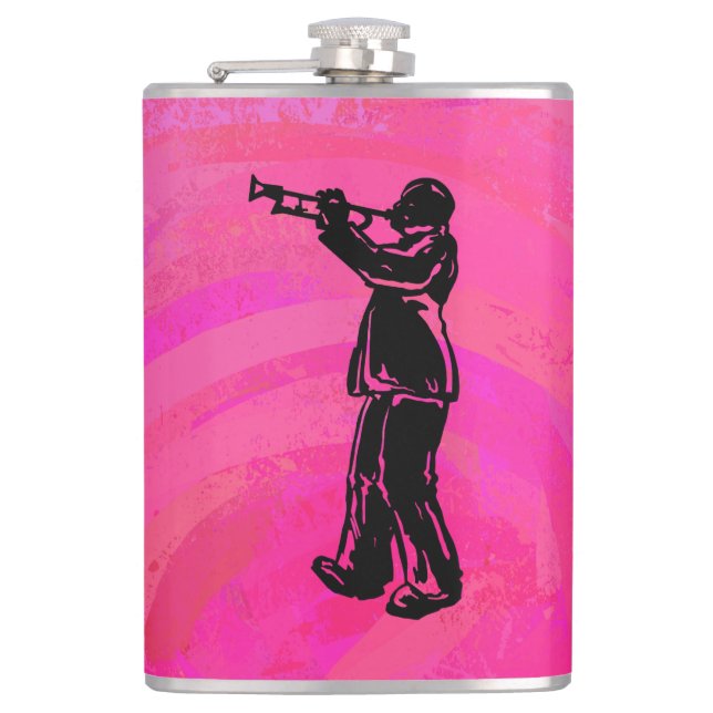 New York Boogie Nights Trumpet Hot pink Hip Flask (Front)