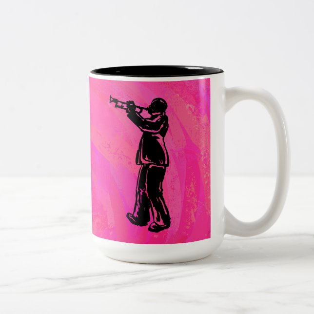 New York Boogie Nights Trumpet Hot pink Two-Tone Coffee Mug (Right)
