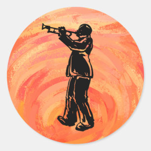 New York Boogie Nights Trumpet Orange Classic Round Sticker