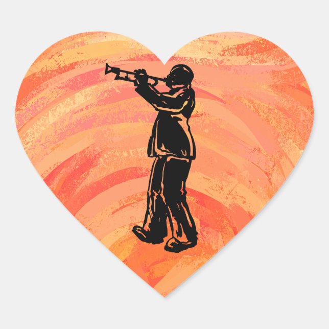 New York Boogie Nights Trumpet Orange Heart Sticker (Front)