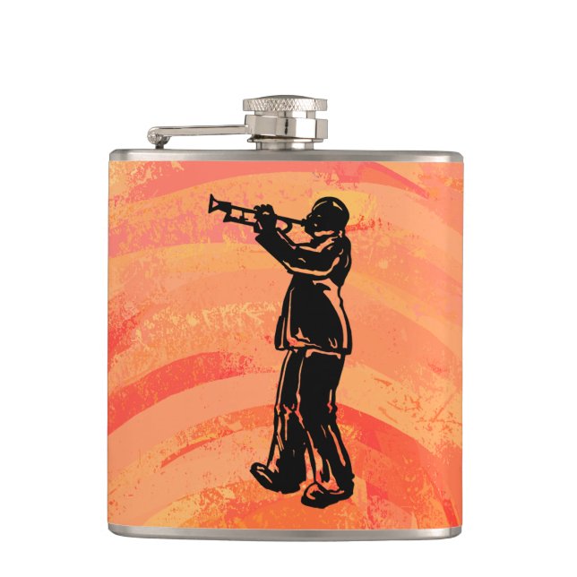 New York Boogie Nights Trumpet Orange Hip Flask (Front)