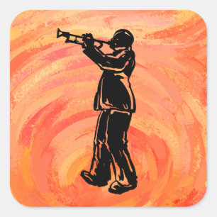 New York Boogie Nights Trumpet Orange Square Sticker