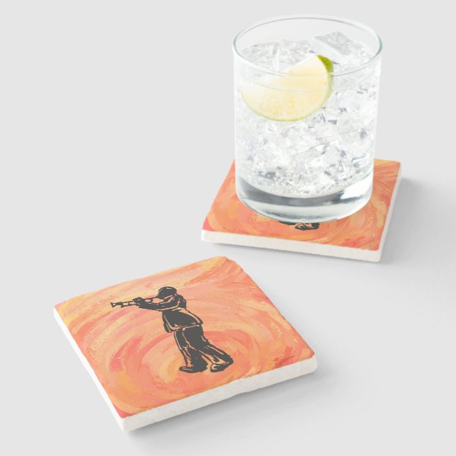 New York Boogie Nights Trumpet Orange Stone Coaster (Side)