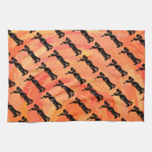 New York Boogie Nights Trumpet Orange Tea Towel