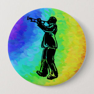 New York Boogie Nights Trumpet Rainbow 10 Cm Round Badge