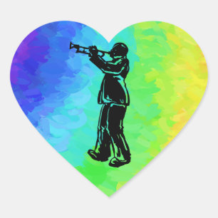 New York Boogie Nights Trumpet Rainbow Heart Sticker