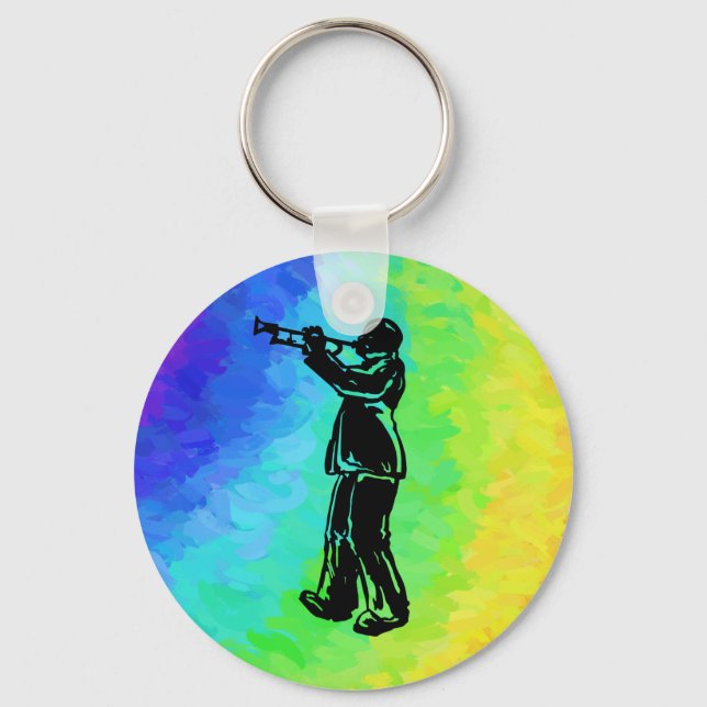 New York Boogie Nights Trumpet Rainbow Key Ring (Front)