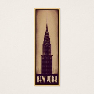 New York Bookmark Card with Skyscraper Silhouette
