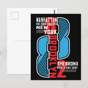 New York Boroughs: Population & City Legacy Postcard