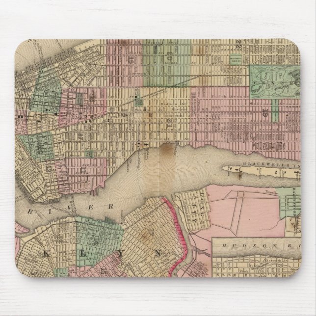 New York, Brooklyn Map by Mitchell Mouse Mat (Front)