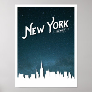 New York by night skyline - Poster
