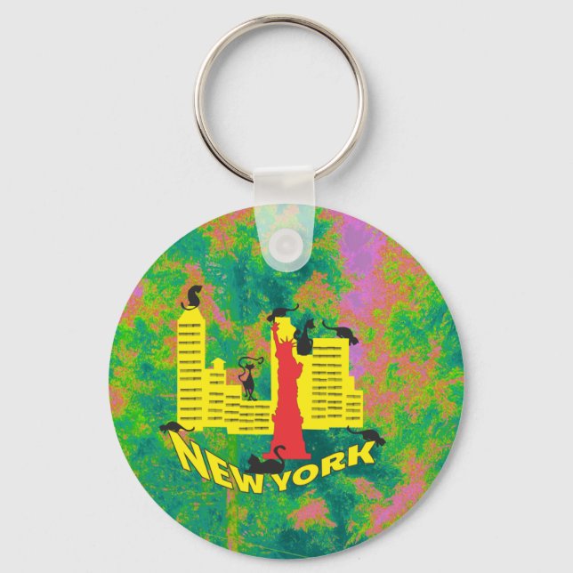 NEW YORK cat Key Ring (Front)