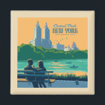 New York Central Park Bench Magnet<br><div class="desc">Anderson Design Group is an award-winning illustration and design firm in Nashville,  Tennessee. Founder Joel Anderson directs a team of talented artists to create original poster art that looks like classic vintage advertising prints from the 1920s to the 1960s.</div>