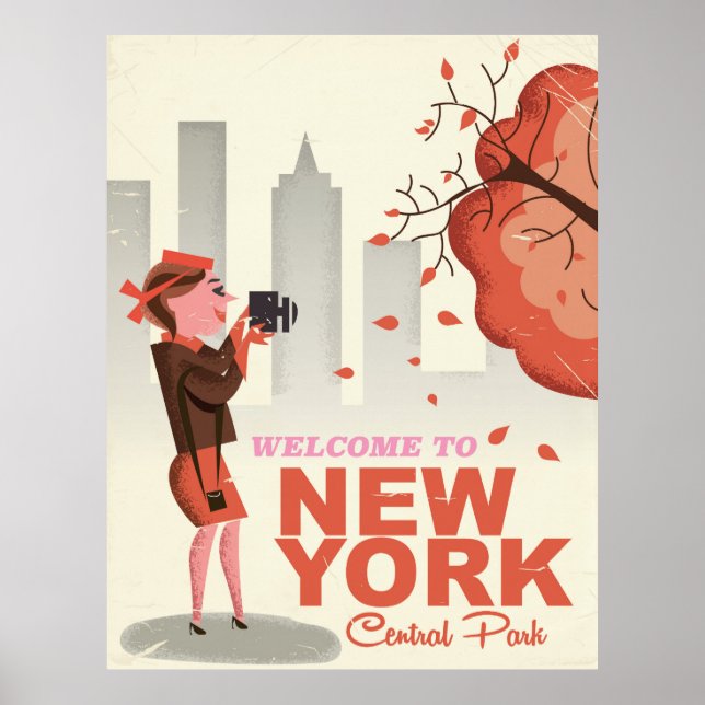 New York Central Park Vintage travel poster (Front)
