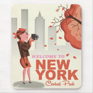New York Central Park Vintage travel poster Mouse Mat